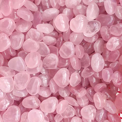 Rose Quartz Heart Palm Stone | Hand-Carved Healing Crystal