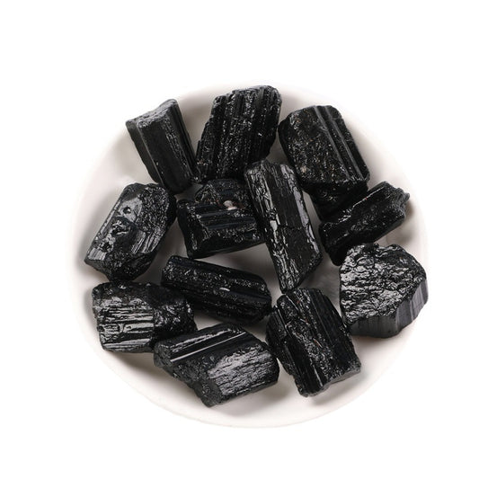 Black Tourmaline paired with Selenite for deep purification - Energetic defense against psychic attacks during rituals