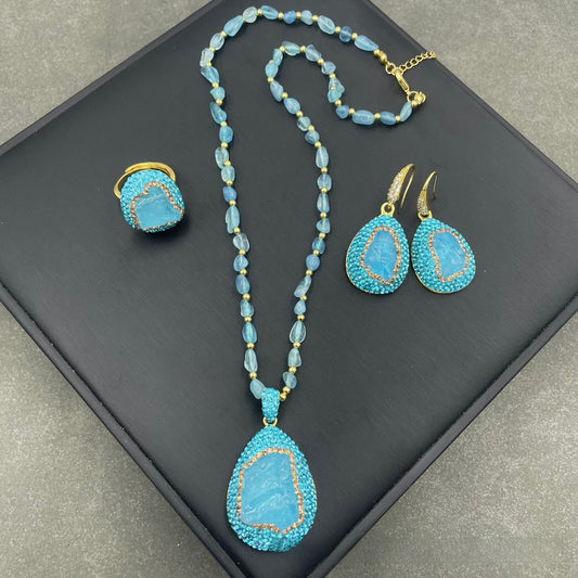 AQUAMARINE JEWELRY SET - 4 PIECE COLLECTION