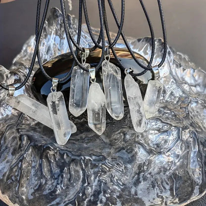 White Crystal Hexagonal Column Pendant